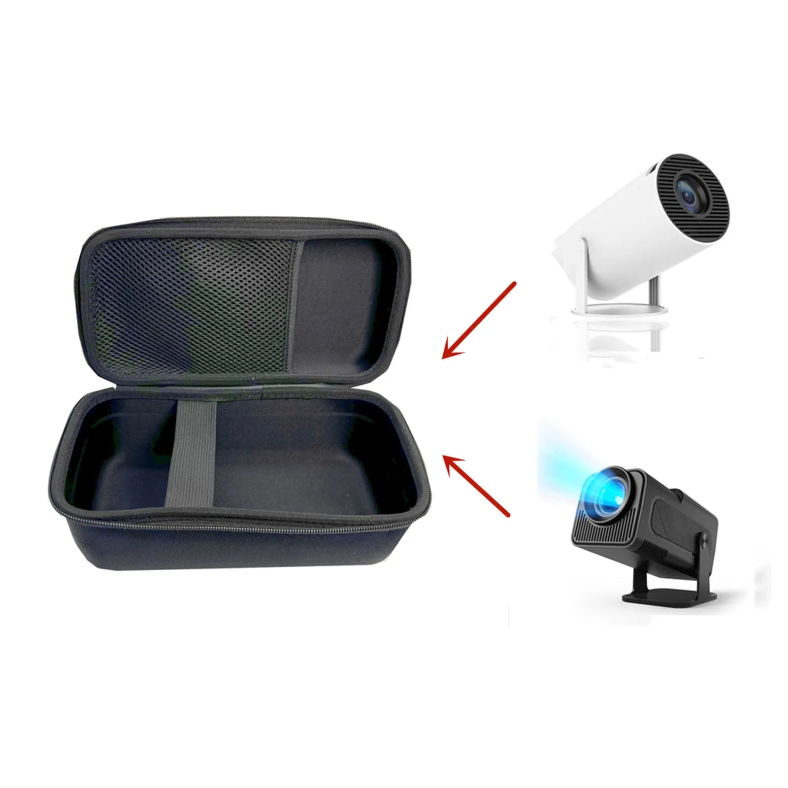 Black EVA projector storage bag for HY320 HY300 Ultra HD projector, 3kg load capacity, waterproof packaging