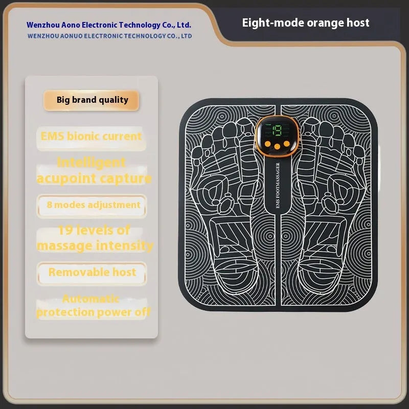 Rechargeable reflexology foot massager mat with USB charging cable and remote control