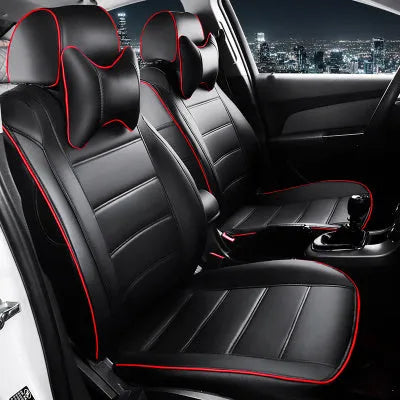 Cow leather car seat cover in beige and black colour options with all-season design