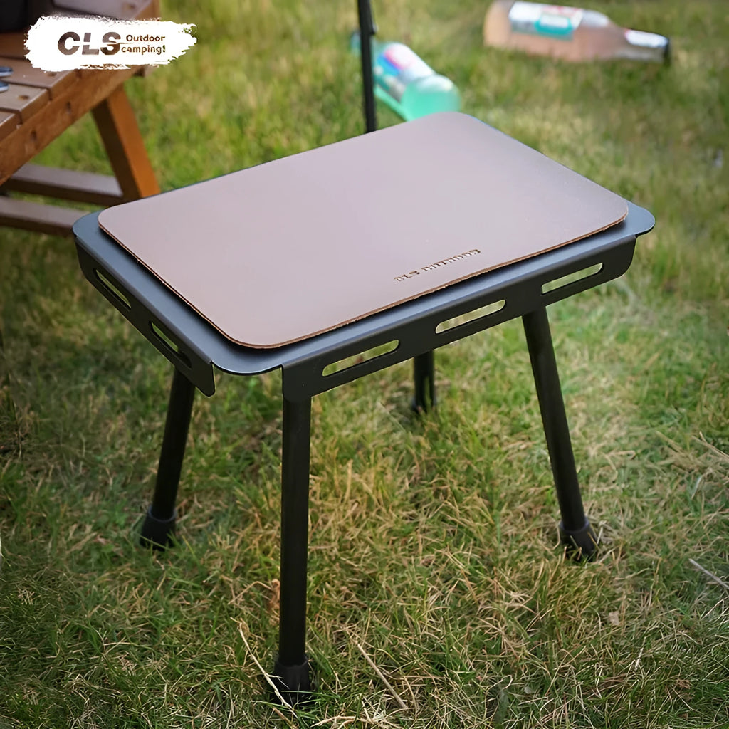 CLS Outdoor aluminium folding dual-use table and stool shown in heightened position as a small table.