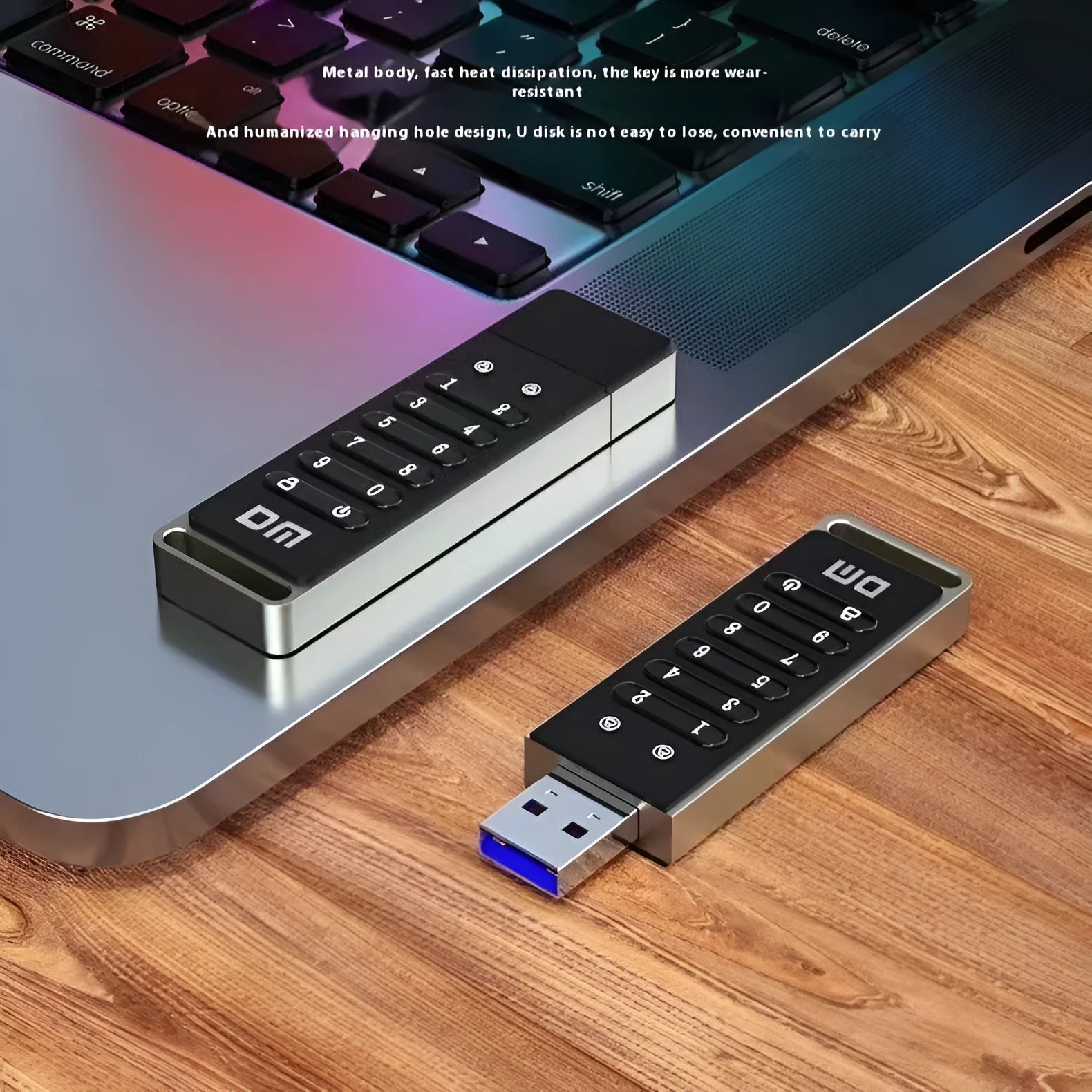 Metal-shell encrypted USB flash drive with fingerprint security and password protection features
