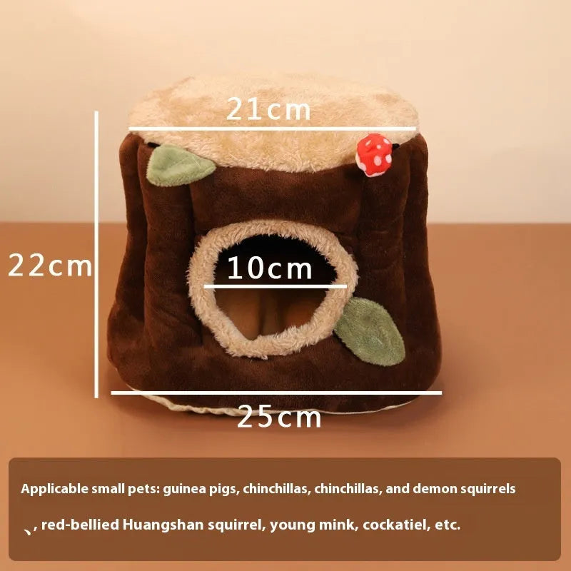 Brown cloth rabbit washable hanging winter stump nest pet bed
