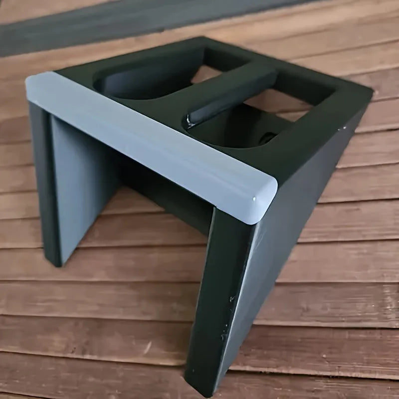 Black plastic pistol display stand for replica and collectable firearms.
