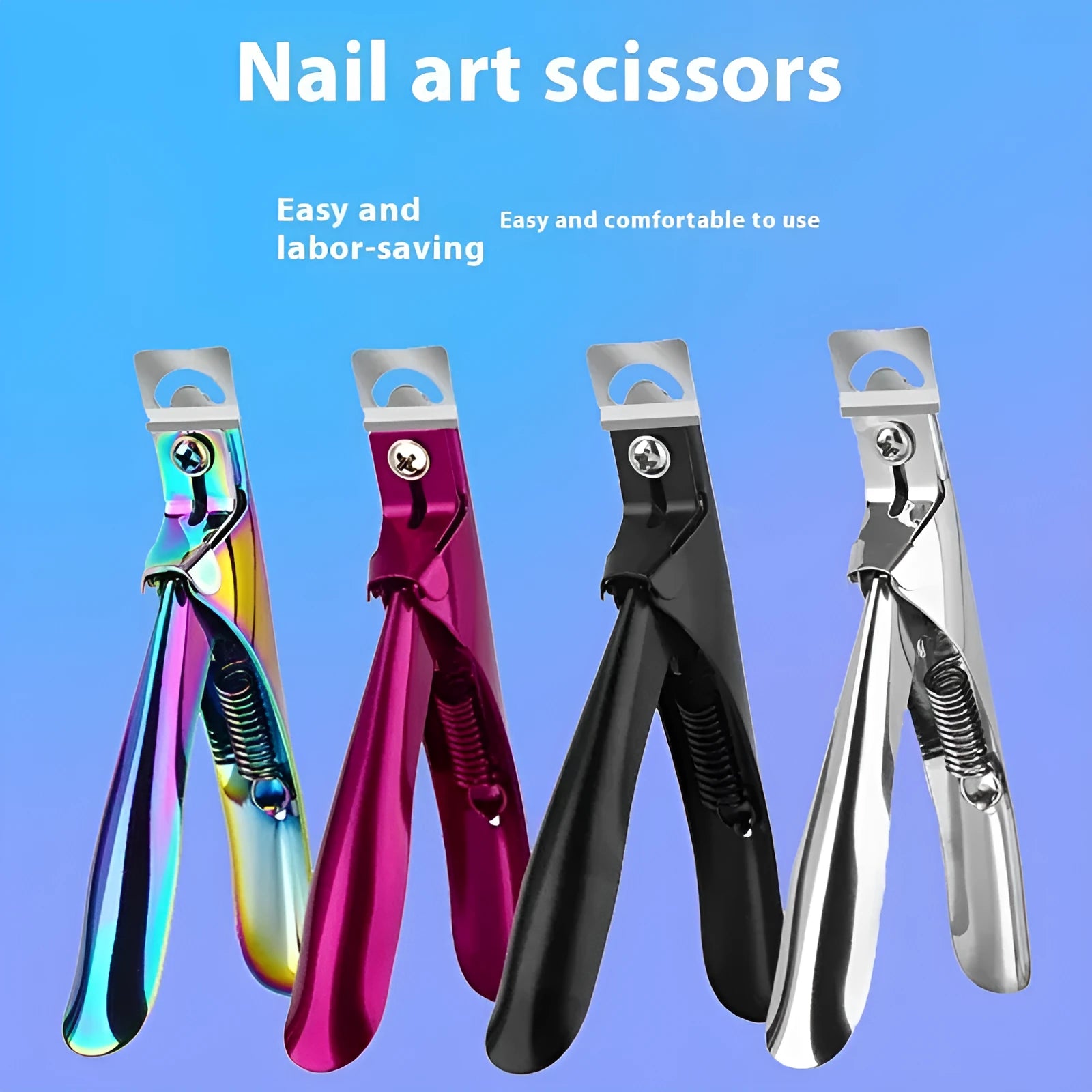 Titanium French U-shaped nail art scissors with stainless steel blades in three colour options
