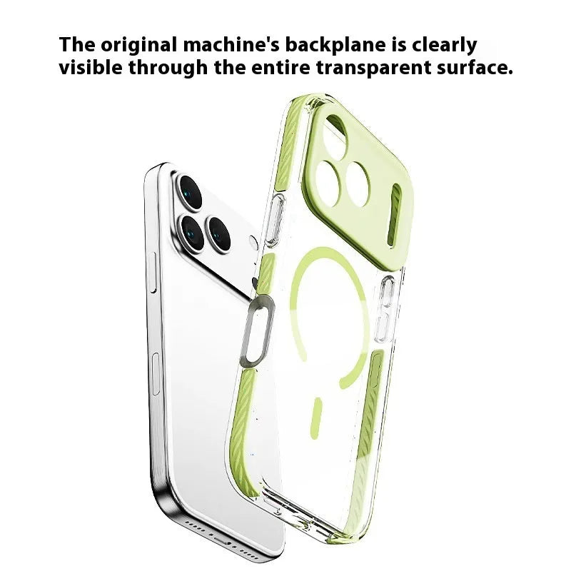Transparent magnetic protective phone case for iPhone in candy green colour.