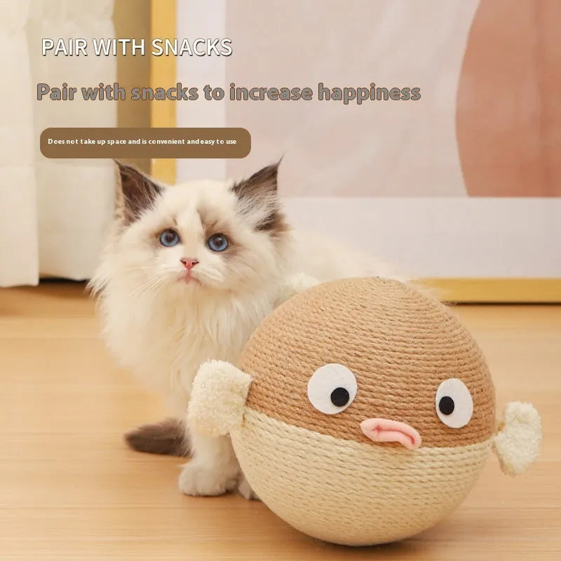 15cm cubed sisal pet puzzle toy with puffer leakage food feeder design for dogs and cats