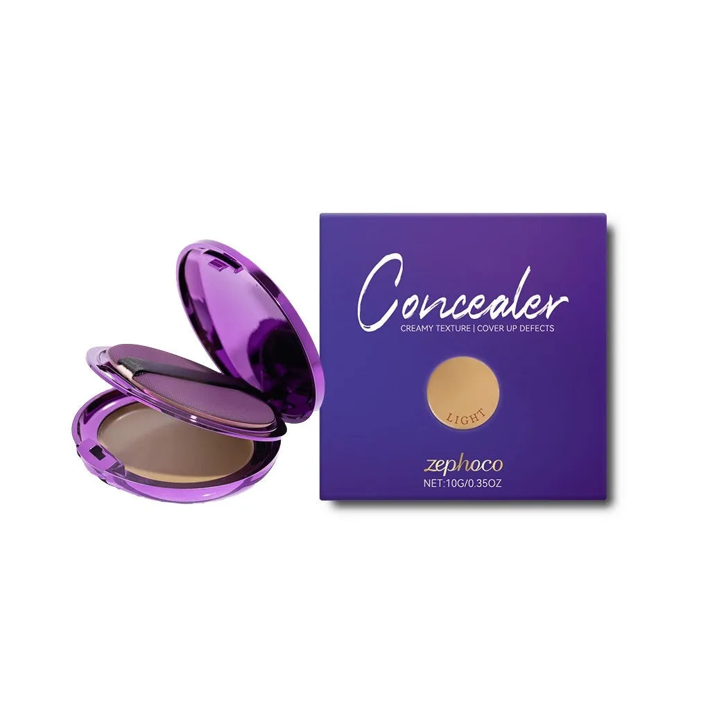 Concealer plate cosmetic product with six colour options and water-based formula containing sweet almond oil