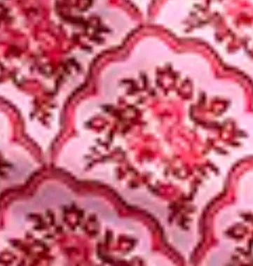 Pink printed two-piece bikini set with shoulder straps and exposed back cut-out for ladies