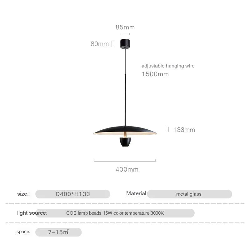 Black modern minimalist chandelier with 400mm design and warm lighting