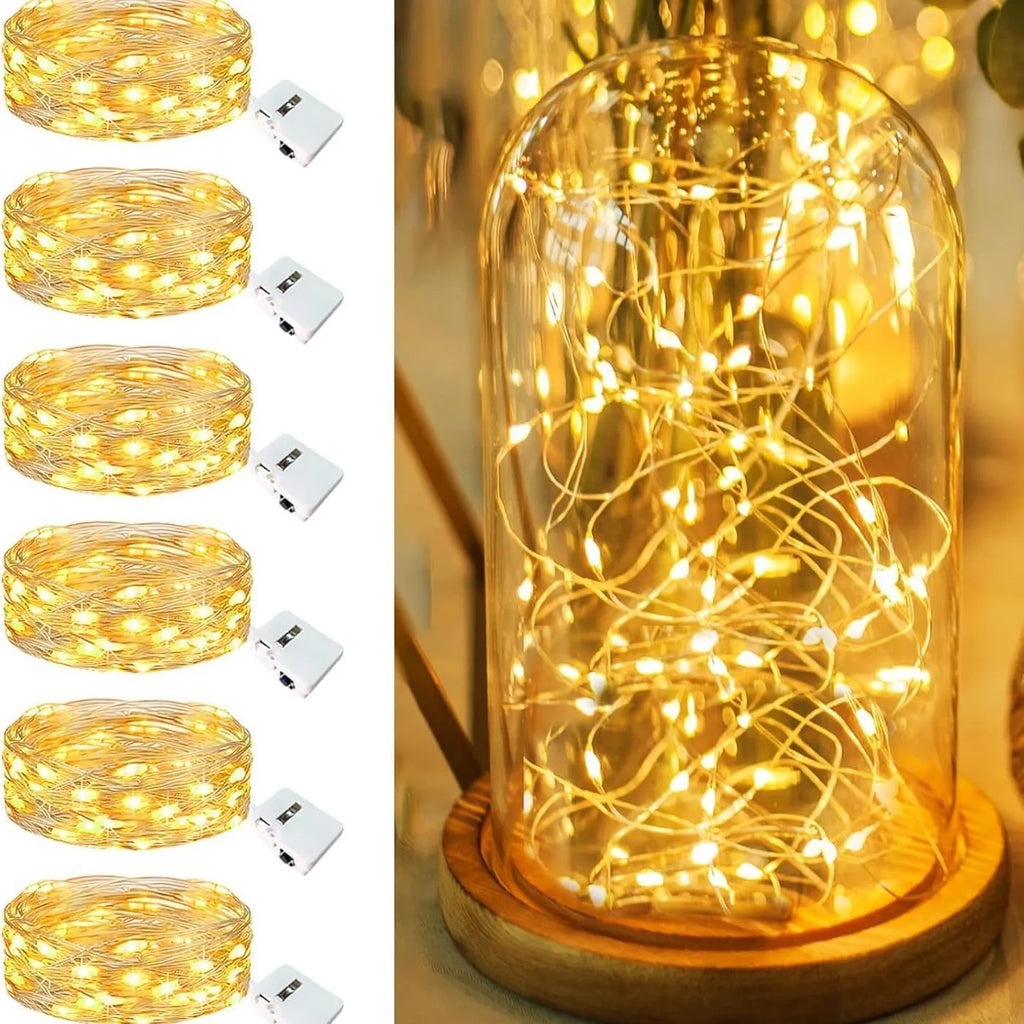LED firefly string lights warm white 0.5m to 5m length 10cm spacing IP43 plastic housing