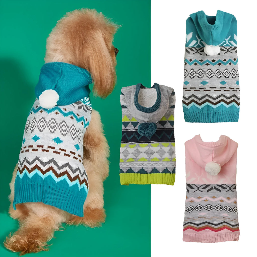 Green diamond pattern acrylic pet sweater for dogs and cats