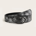 Retro women's thick belt with oval alloy buckle in grey and silver white colour options