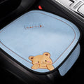 Bear design car cushion set with square seat pad and lumbar support pillow in blue, black, or grey.
