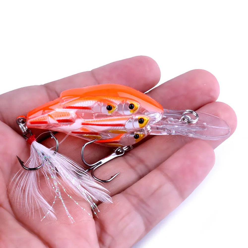 Fish feather hard bait fishing lure with 6# hook showing colour options for sea fishing