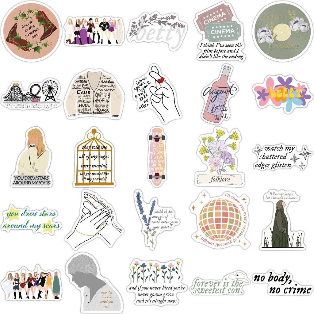 50 waterproof graffiti cartoon luggage stickers in 4-6cm sizes