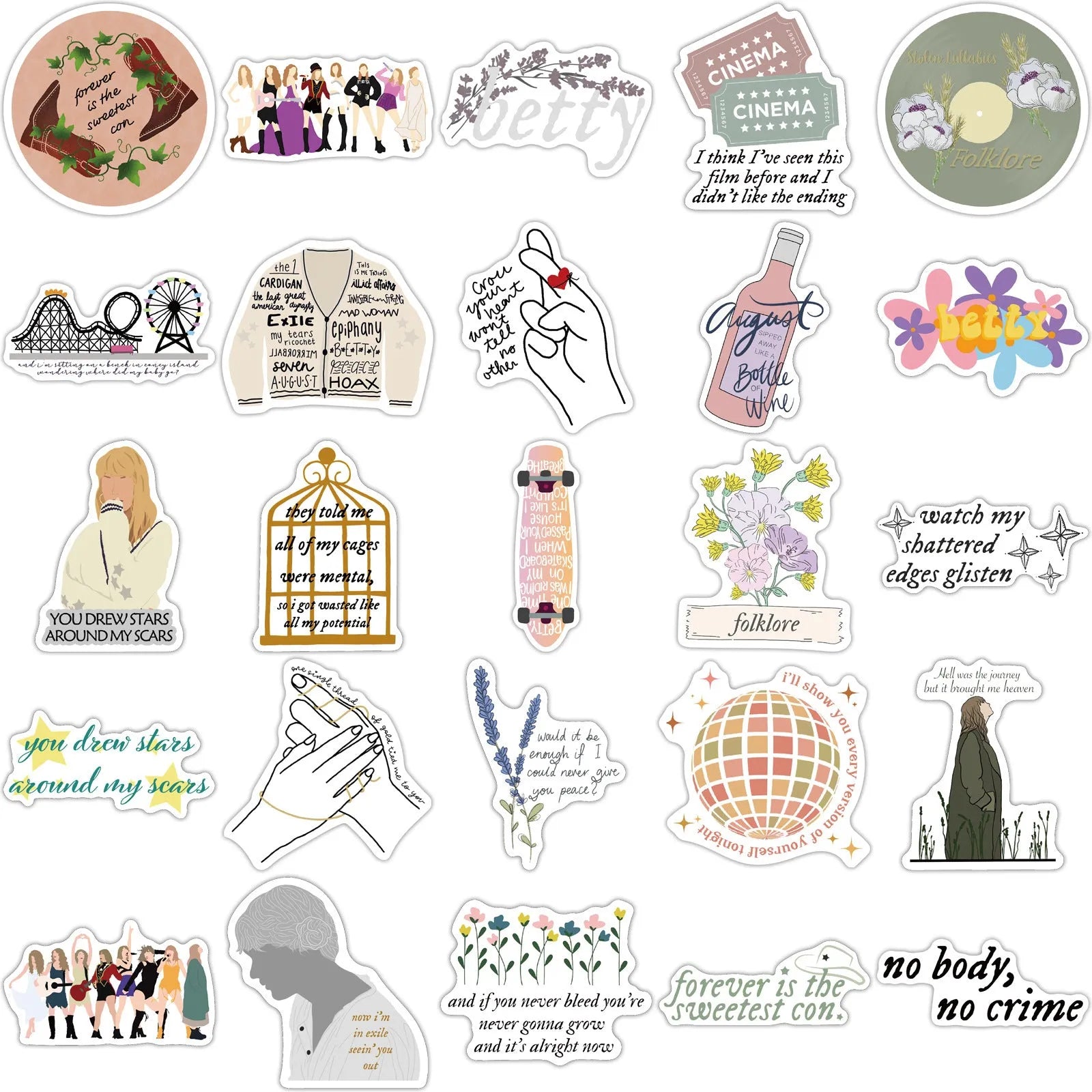 50 waterproof graffiti cartoon luggage stickers in 4-6cm sizes