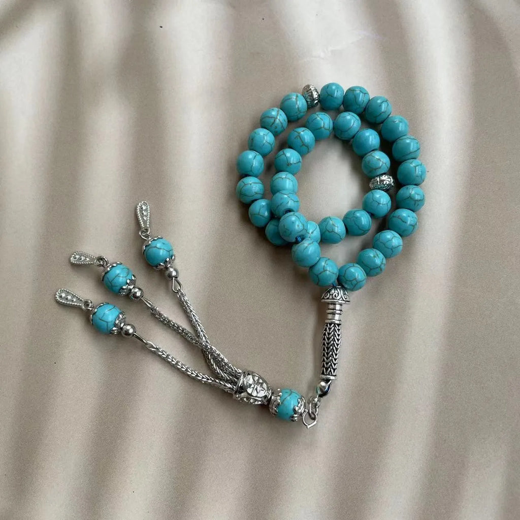 Sky blue handmade stone Muslim worship bracelet with 8mm beads