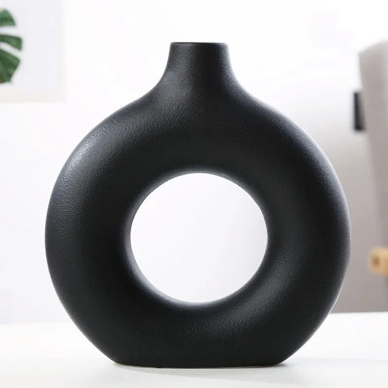 Frosted particle porcelain biscuit vase in neutral colour for floral arrangements