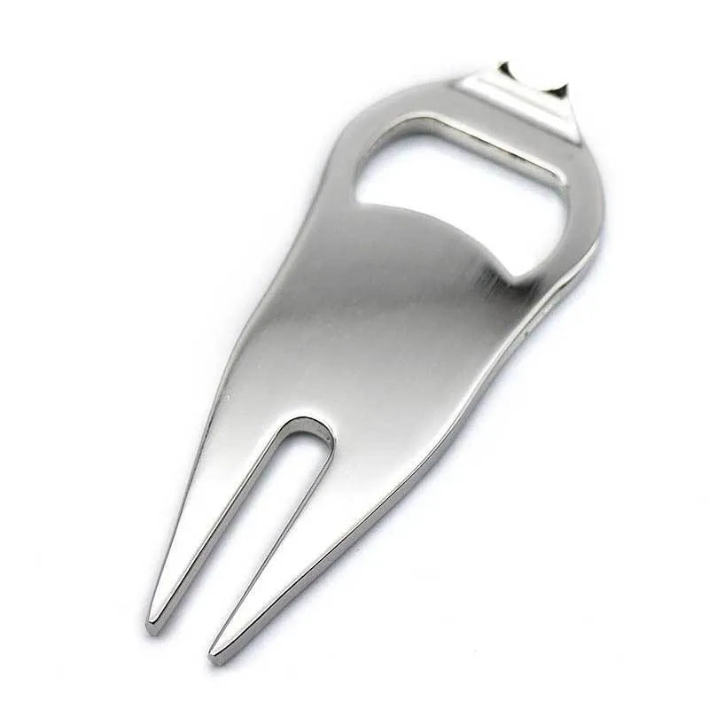 Zinc alloy golf ball yoke bottle opener tool with silver coin marker in black green or silver
