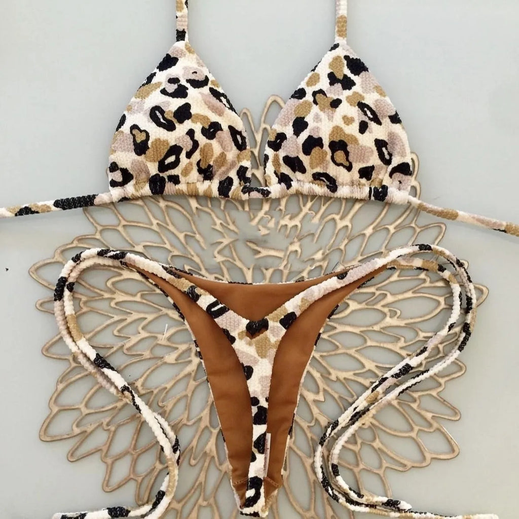 Women's printed bikini swimsuit with quick-drying fabric in European style