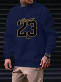 Men's art letter design fleece sweatshirt pullover style autumn casual top polyester fibre