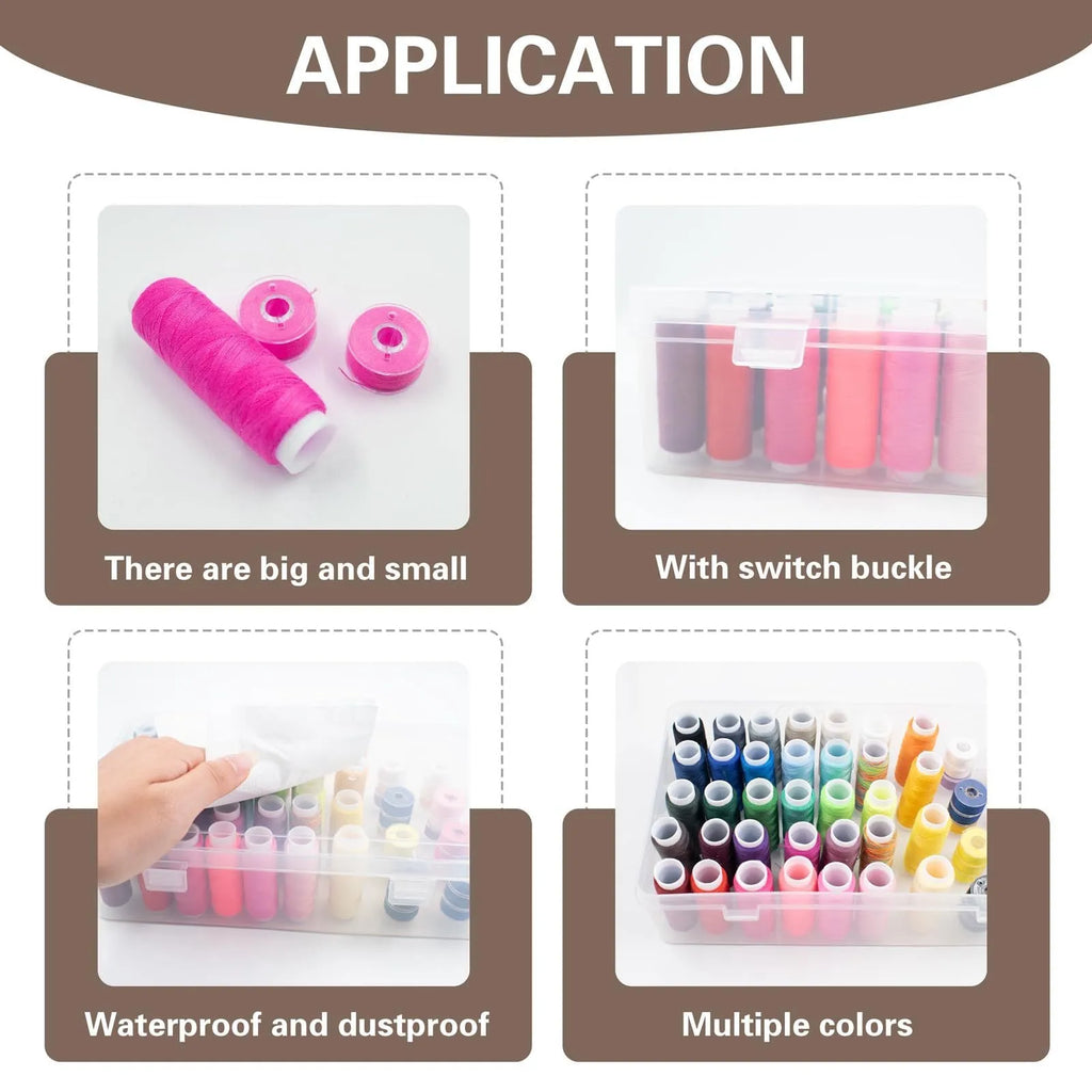 Blue 42-compartment PP plastic embroidery thread and sewing tool storage box.