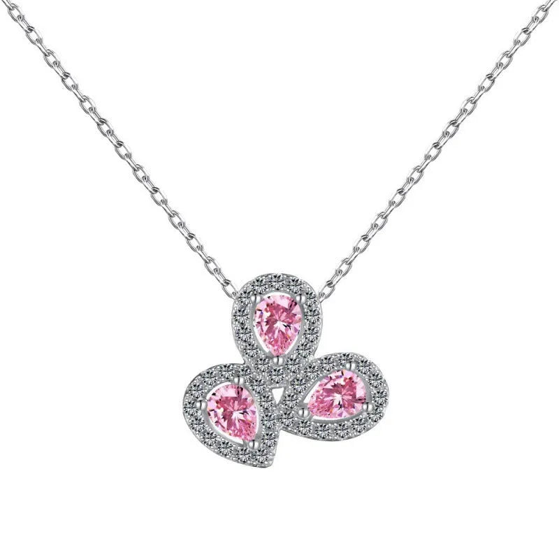 925 silver women's drop-shaped necklace with zircon pendant on O-ring chain, love heart motif