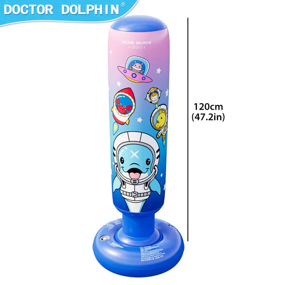 Yellow hamburger patterned inflatable boxing column, 120cm tall PVC fitness tumbler for home training