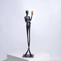 Black aluminium reading woman desktop sculpture modern minimalist design