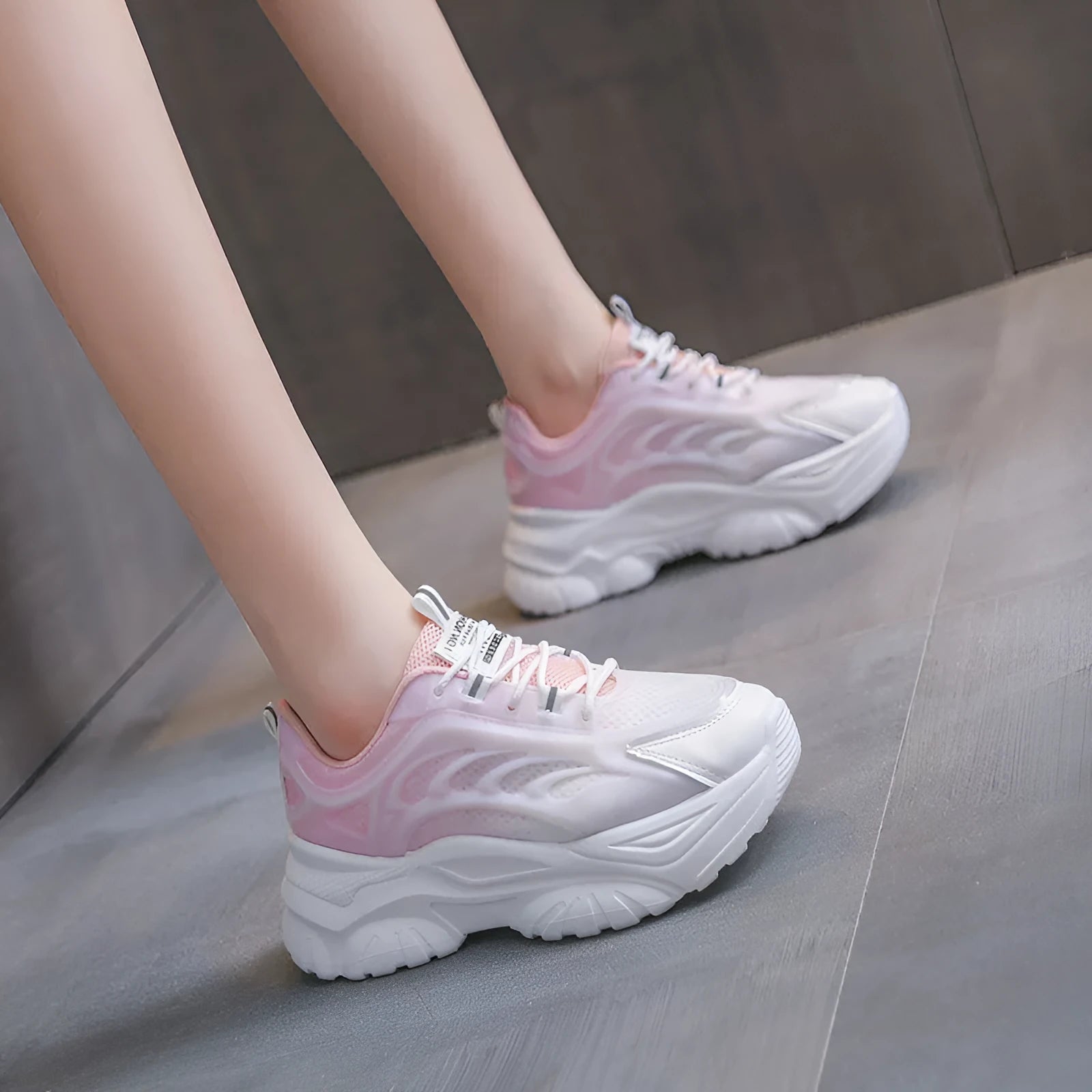 Women's satin casual shoes with front lace-up closure in round toe design