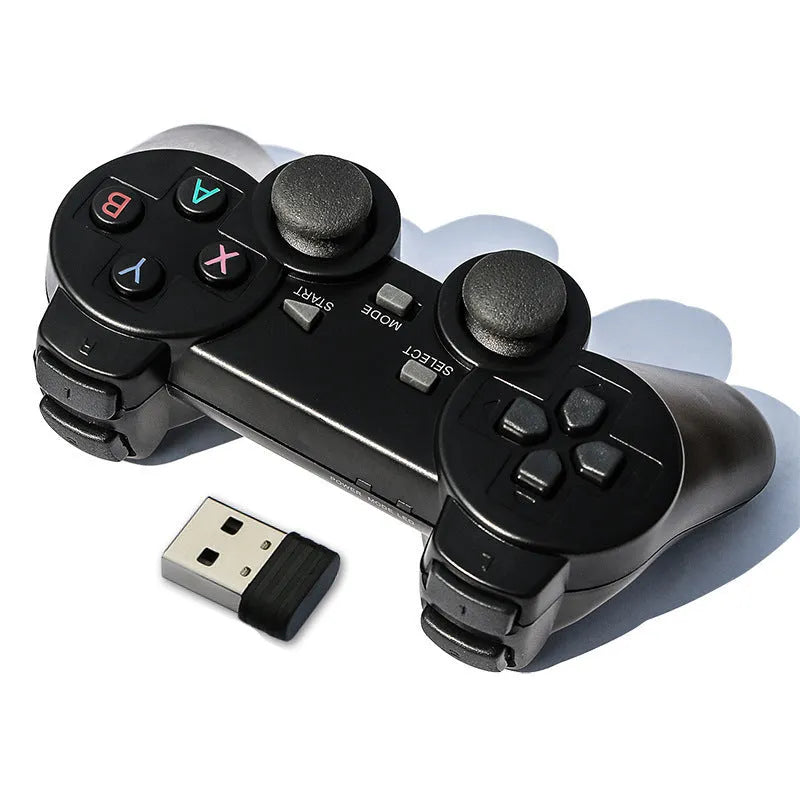 Black wireless 2.4G gamepad controller with USB receiver for Android TV and PC gaming
