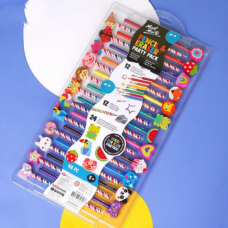 24 colour wooden pencil set with cartoon design and HB hardness leads for drawing