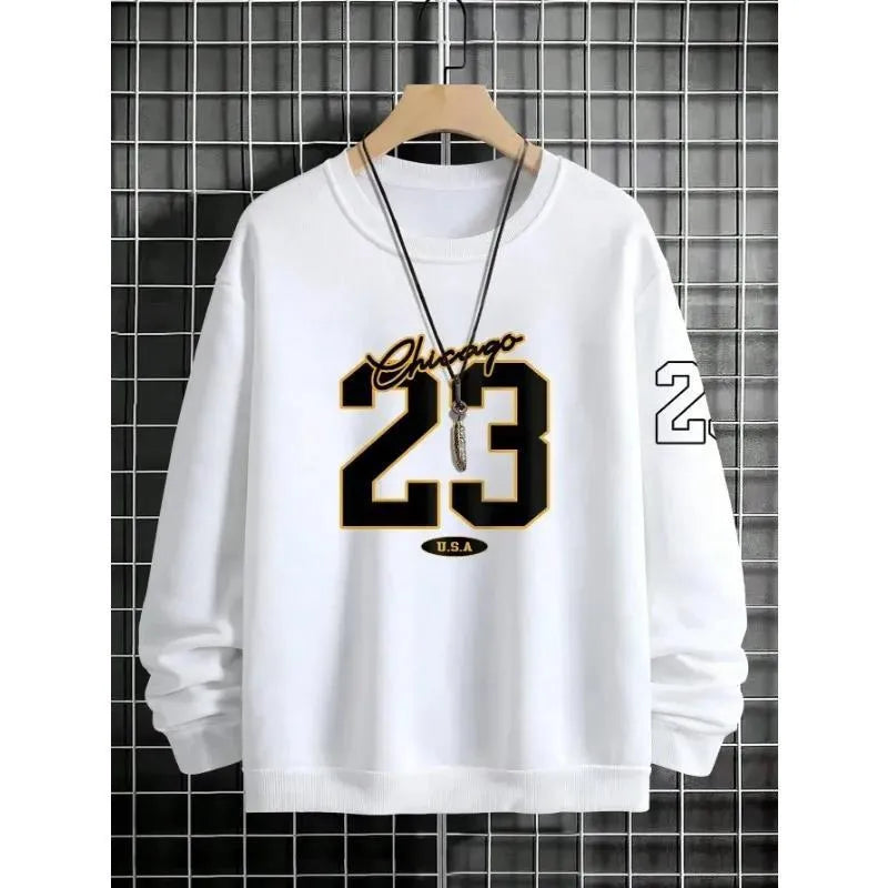 Men's art letter design fleece sweatshirt pullover style autumn casual top polyester fibre