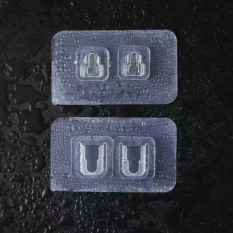 Strong adhesive snap button hook, plastic, transparent buckle, 10kg capacity, no trace adhesive patch