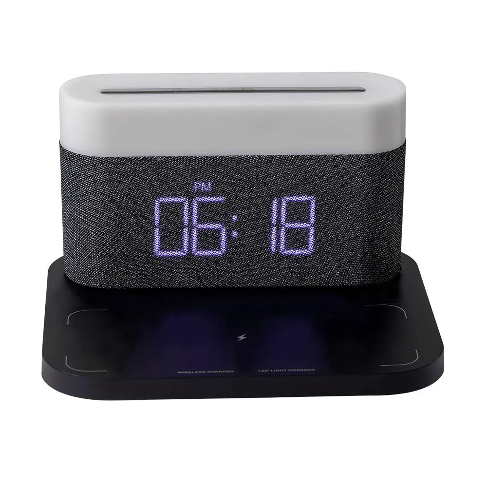 Multi functional three in one magnetic wireless charging LED night light with touch dimmer and Type-C USB in black