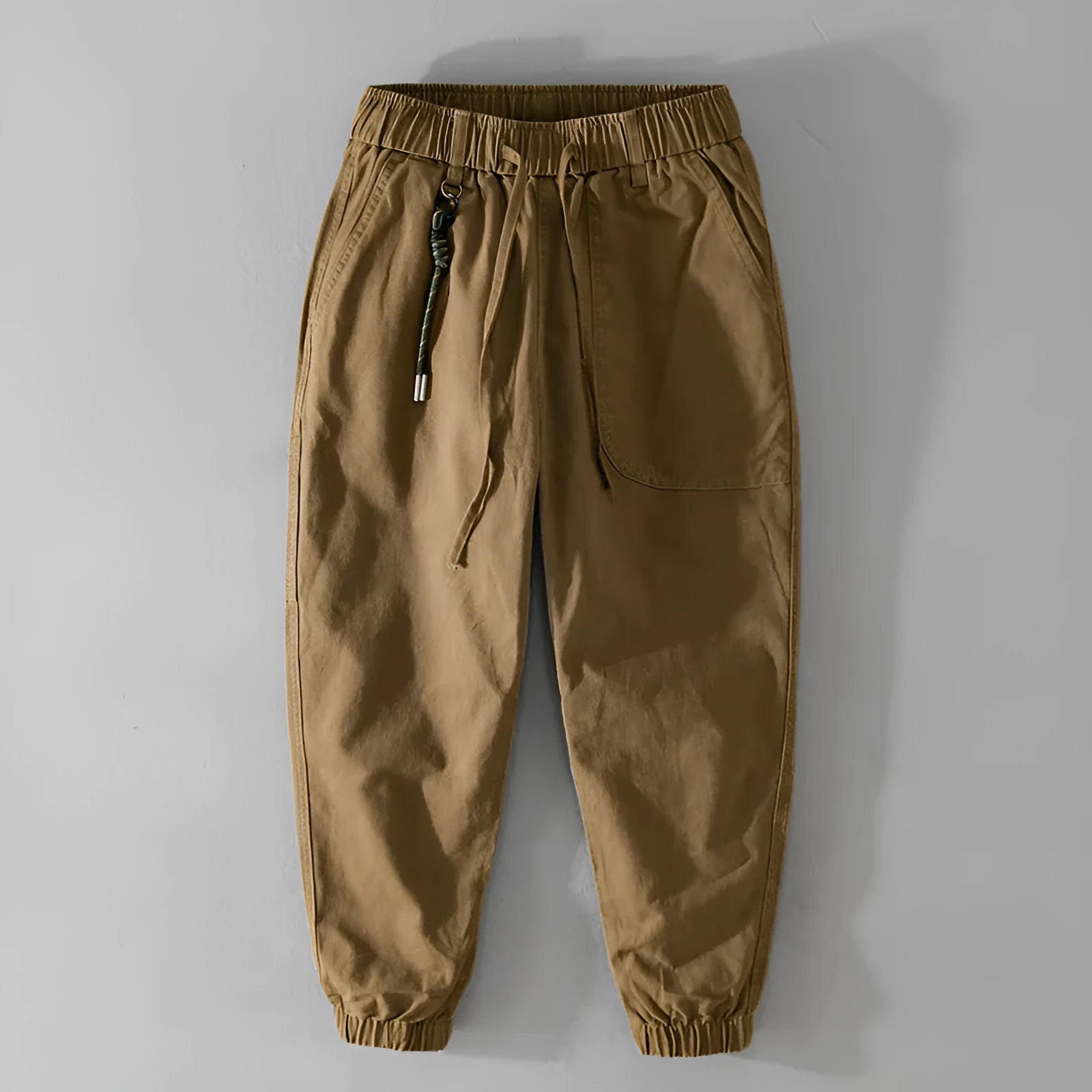 Men's cotton overalls with drawstring waist and ankle banded cuffs in Army Green colour