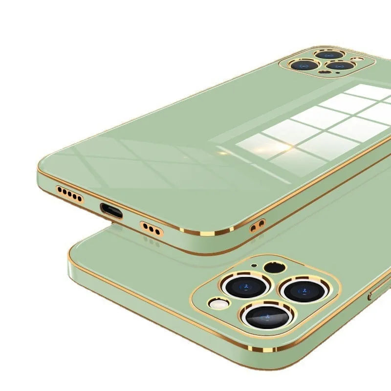 Straight edge electroplating TPU phone case for iPhone 16 in mint green colour