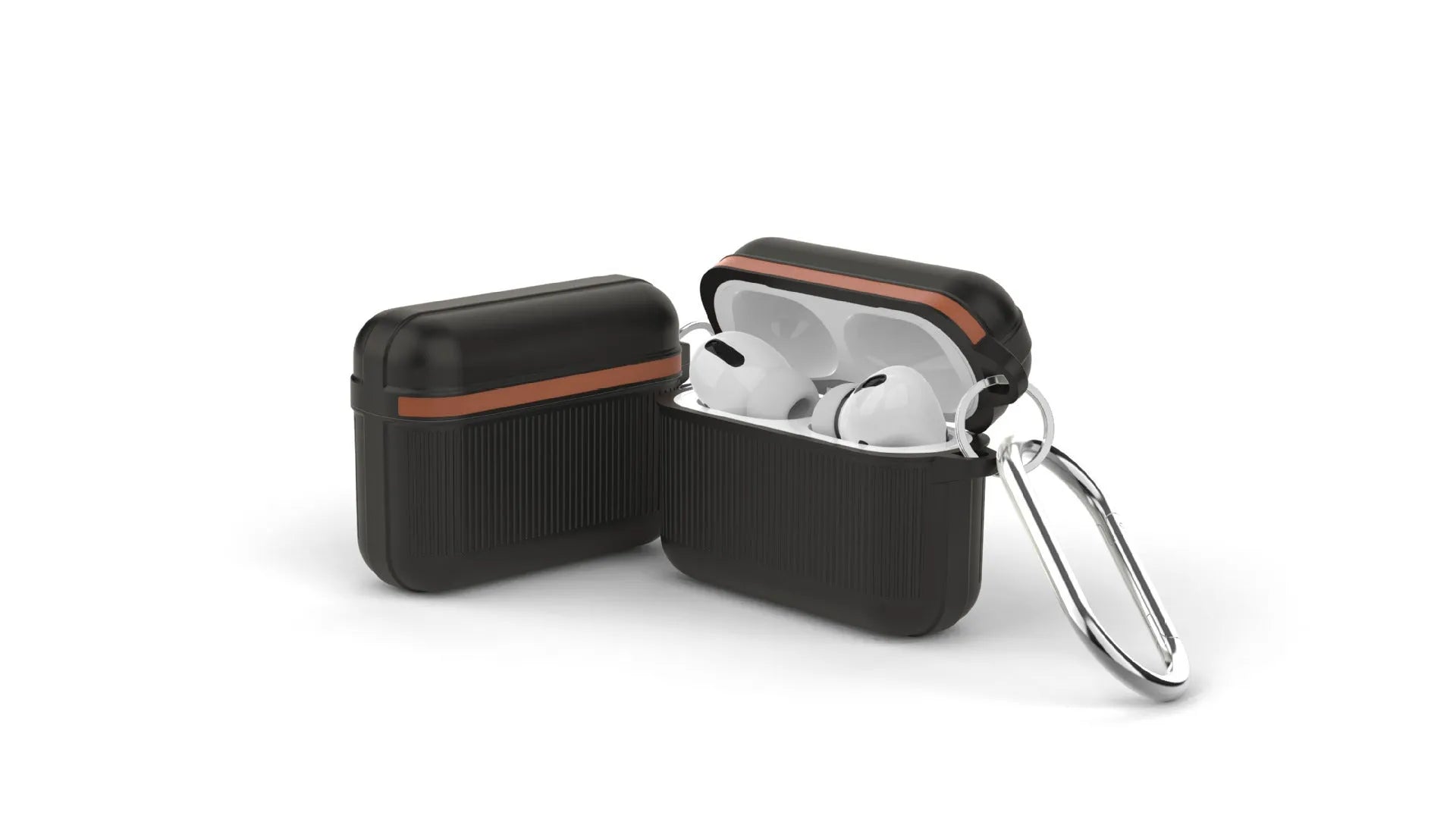 Silicone clamshell case with metal buckle for Apple AirPods 3, Pro, and 1/2 generation earphones.