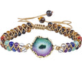 Agate natural crystal beaded braided yoga bracelet for women lapis G424 colour onyx and crystal geometric shape