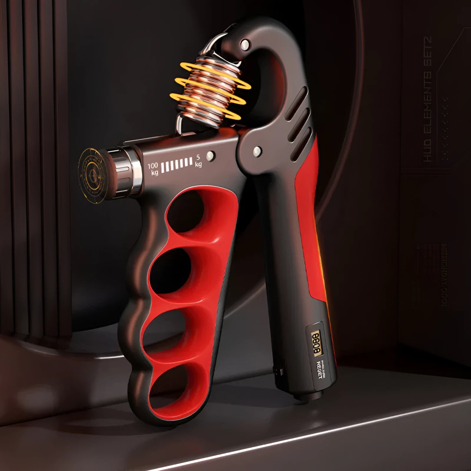 Electronic counter spring grip fitness equipment with adjustable resistance