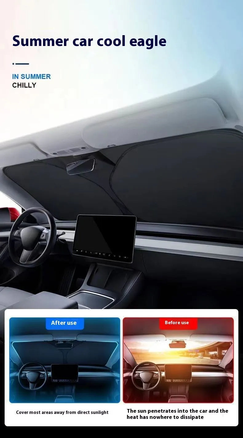 Aluminium foil car sunshade in titanium silver, shown in a rectangular shape for windscreen coverage.