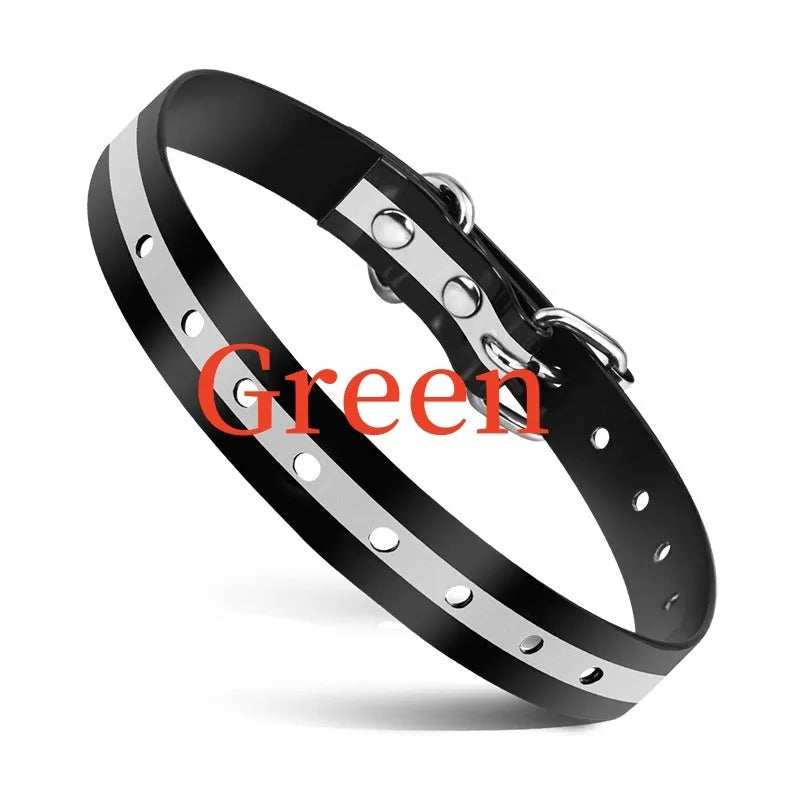 Silicone bark suppressant dog collar in black, showing adjustable buckle and silicone material