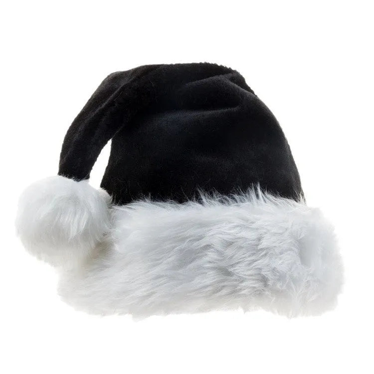Large adult plush Christmas hat in European style with red and black or white and black colour options