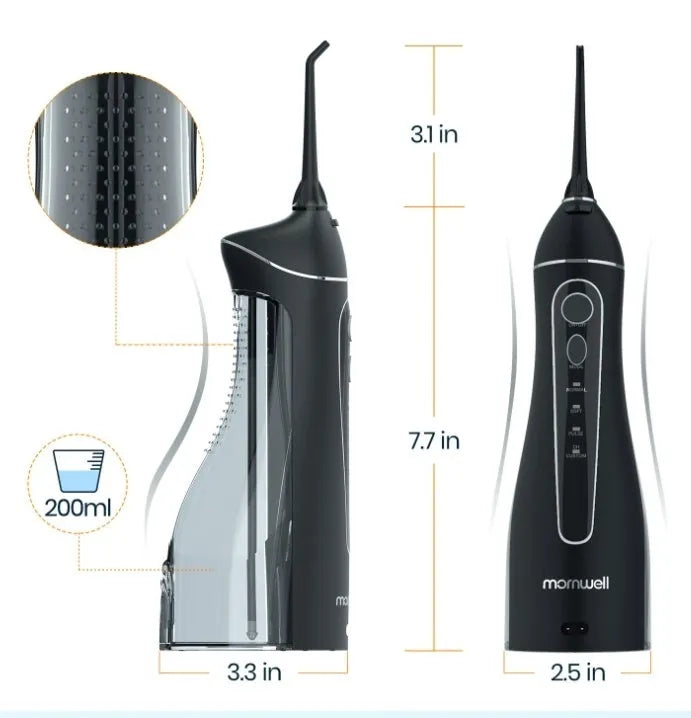Black ProOral Mornwell portable oral irrigator or electric water flosser for adult dental care.