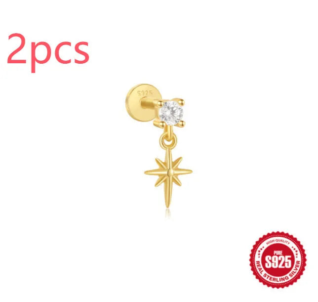 925 sterling silver tassel ear stud with gold electroplating in six colour options