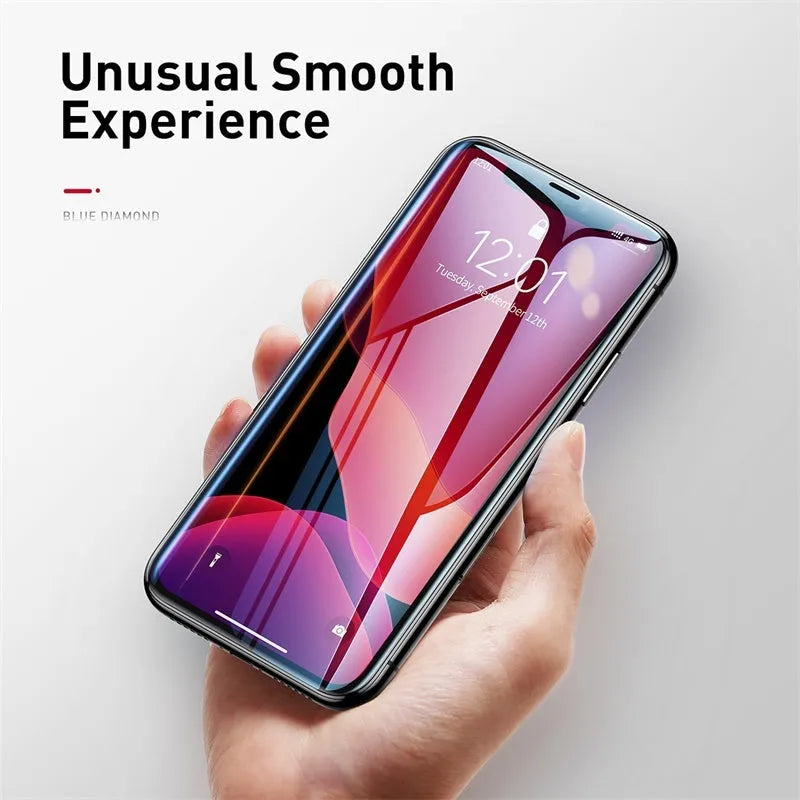 0.23mm curved tempered glass screen protector in black for iPhone X XS 11 Pro 5.8 inches, with non-broken edge and film artifact