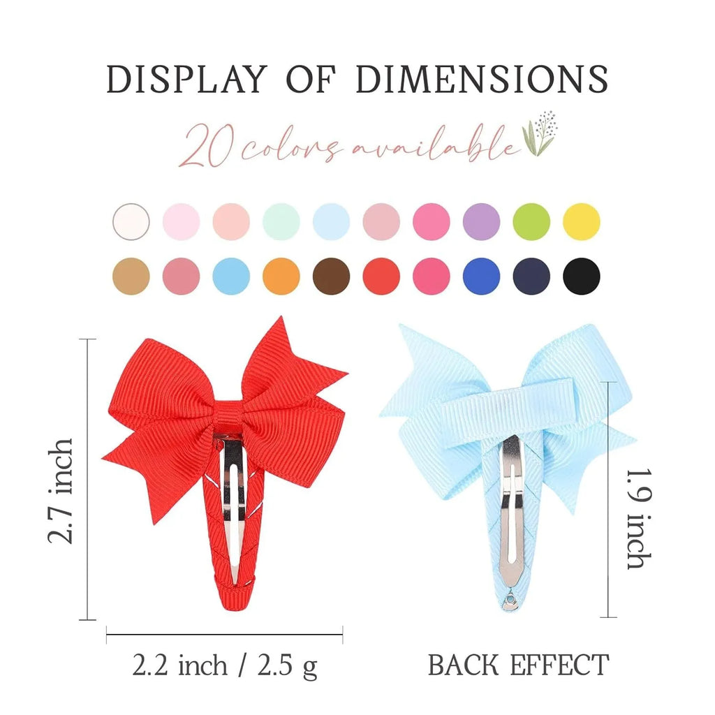 40-piece set of multicoloured grosgrain ribbon snap hair bow clips for baby girls and toddlers