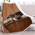Brown sausage dog themed Sherpa fleece and lamb wool blanket in 130x150cm or 150x200cm size