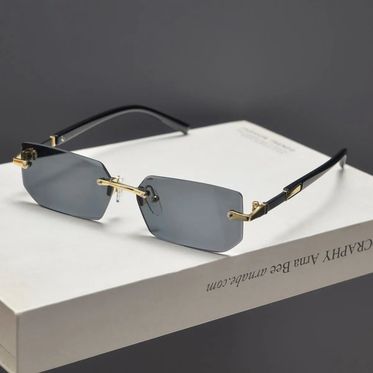 Men's frameless fashion sunglasses in water drop style black colour for outdoor sports and party wear
