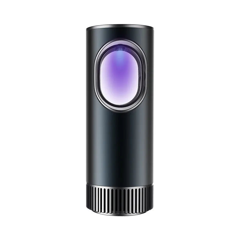 Black USB-powered car air purifier for formaldehyde removal and air ionisation.